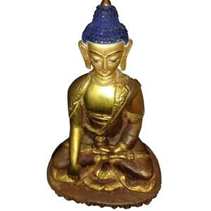 Solid Brass Buddha Statue Bhumisparsha Mudra Zen Asian Spiritual Decor